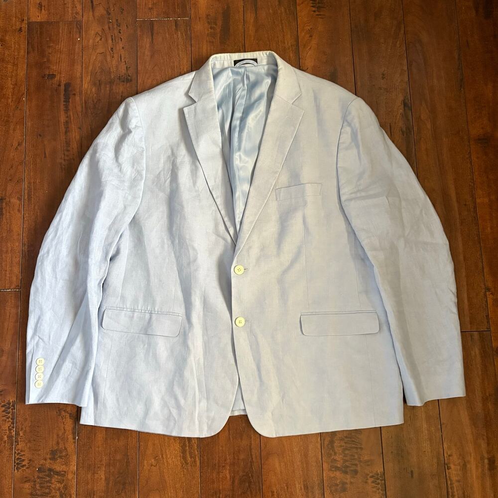 Lauren Ralph Lauren Sport Coat Mens 48R Light Blue 100% Linen Business Formal